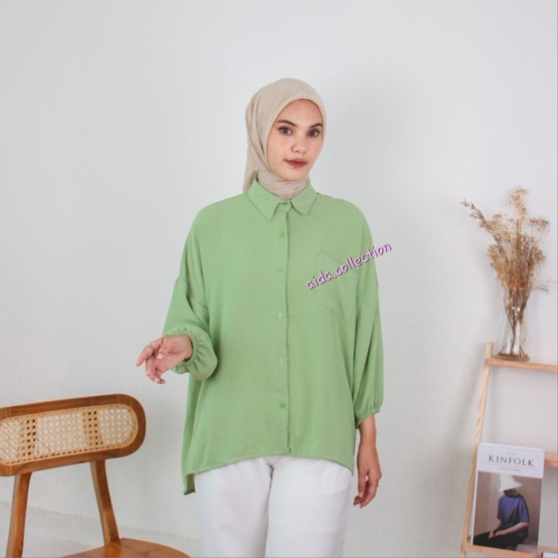 Diva Blouse Kemeja Oversize Atasan Wanita Blouse Jumbo Busui&amp;Friendly Kemeja Cringkle Cod