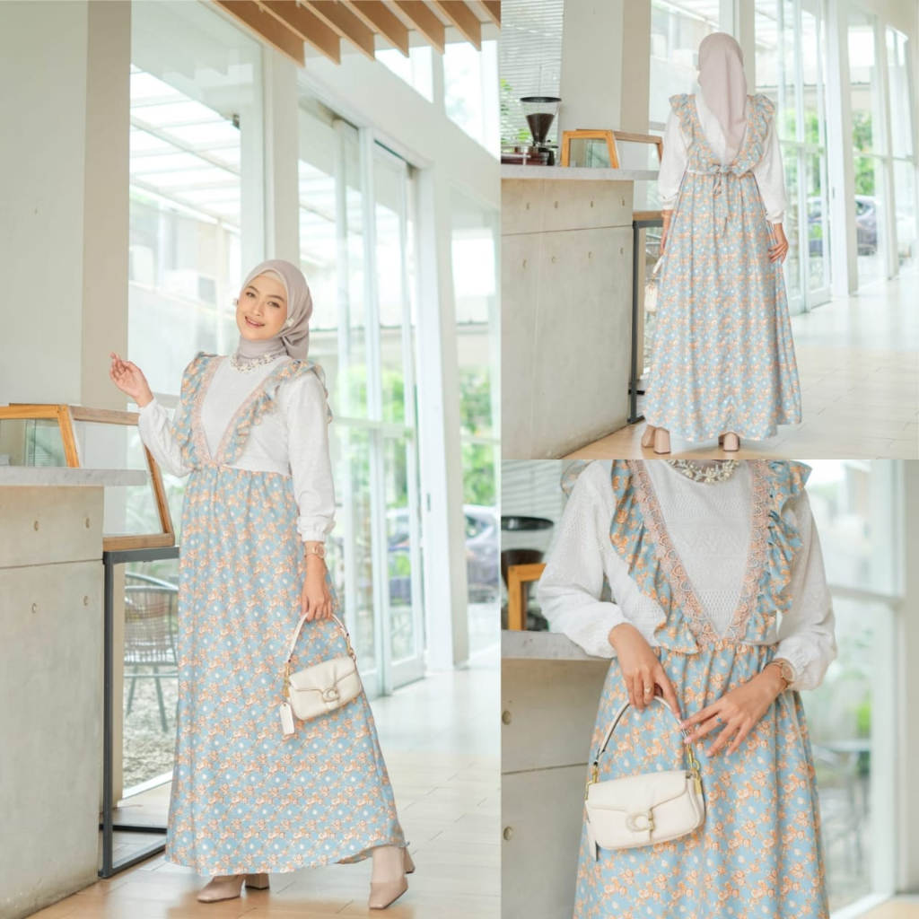 PCS MAXY ADELINE FLOW MS BAHAN SHAKILA KOMBI BRUKAT MALIKA FASHION BUSANA PAKAIAN WANITA DRESS GAMIS MAXI