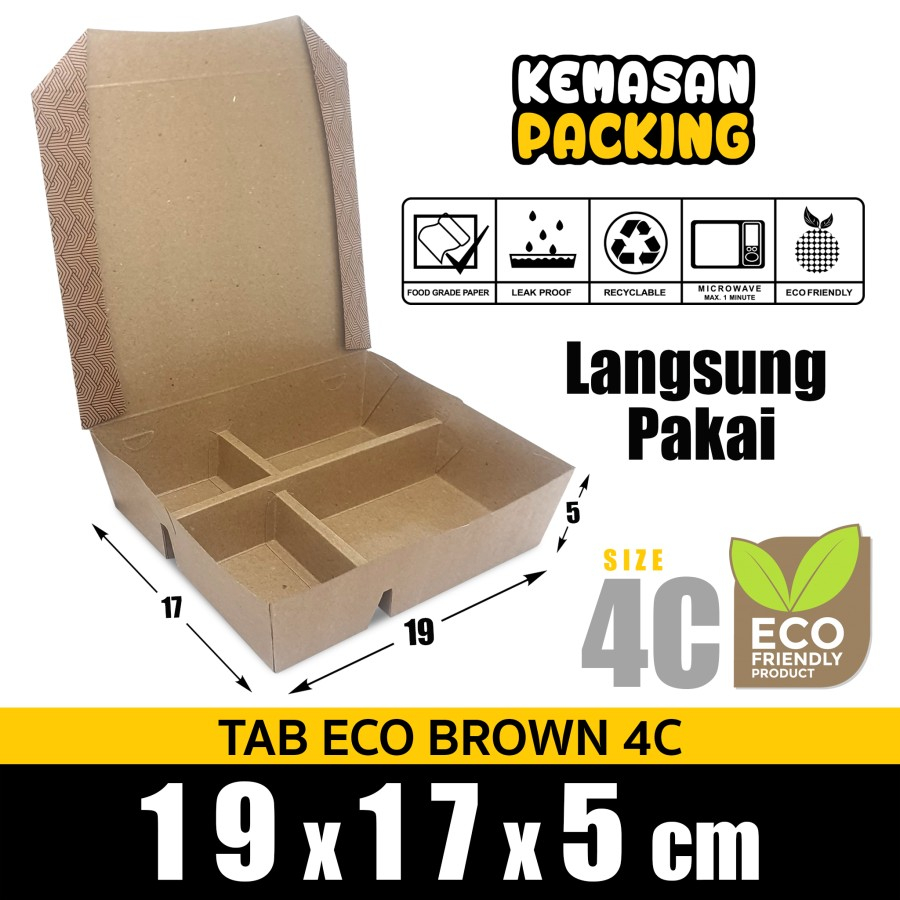 DUS KOTAK NASI SEKAT 4/ PAPER LUNCH BOX / DUS NASI /KOTAK BENTO