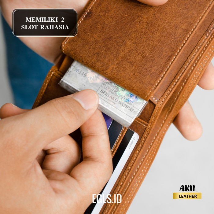 Dompet Lipat Pria Branded Bahan 100% Kulit Sapi Asli Original Premium Egls Veda Leather Wallet Cowok Keren Terbaru Free Grafir Nama