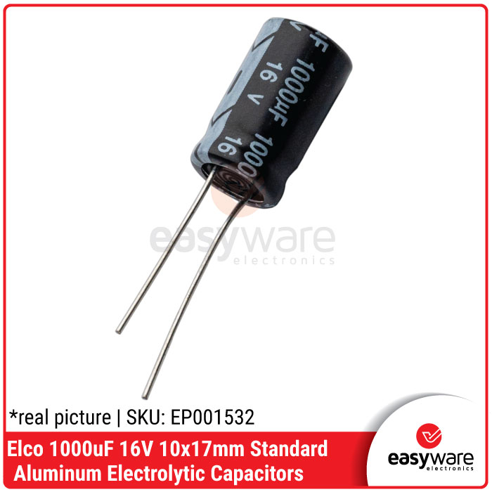 Elco 1000uF 16V 10x17mm Electrolytic Capacitor Elko 100uF 16V Radial