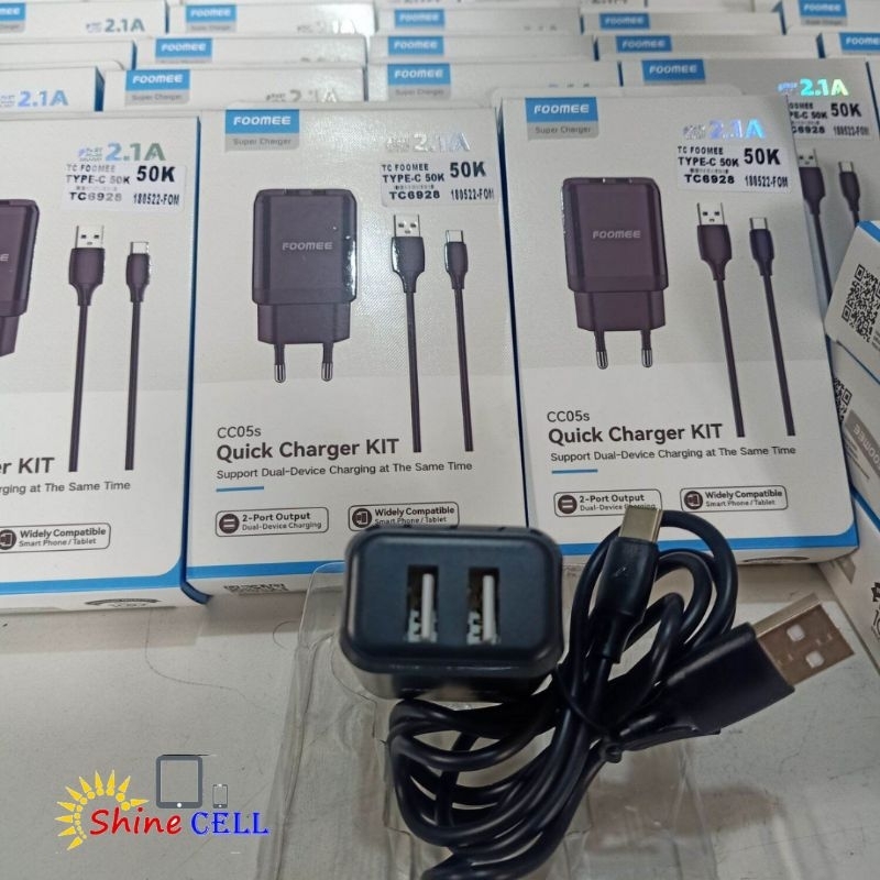 travel charger tc cc05s type-c 2.1a foomee