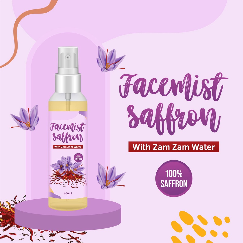 FACE MIST SAFFRON WITH ZAM ZAM WATER 100ML / FACE TONER FACE MIST SAFFRON MURNI