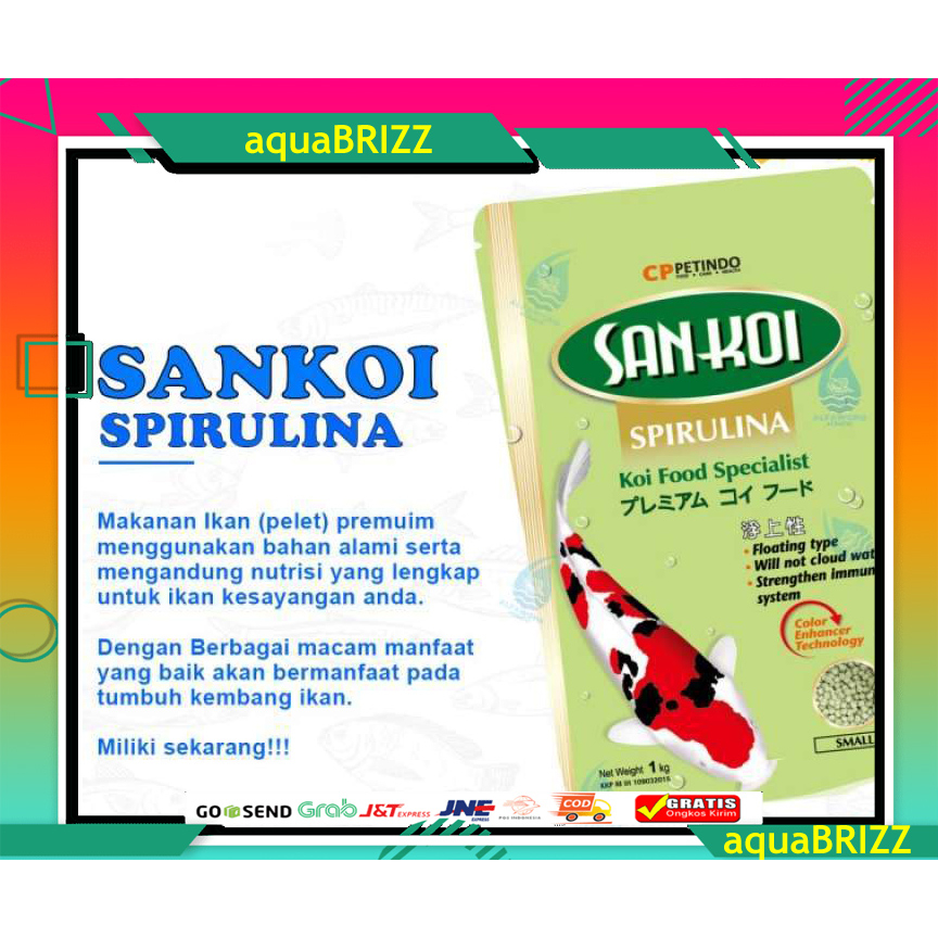 Sankoi San Koi Spirulina Medium M Pakan Makanan Ikan Koi 1kg 1 Kg