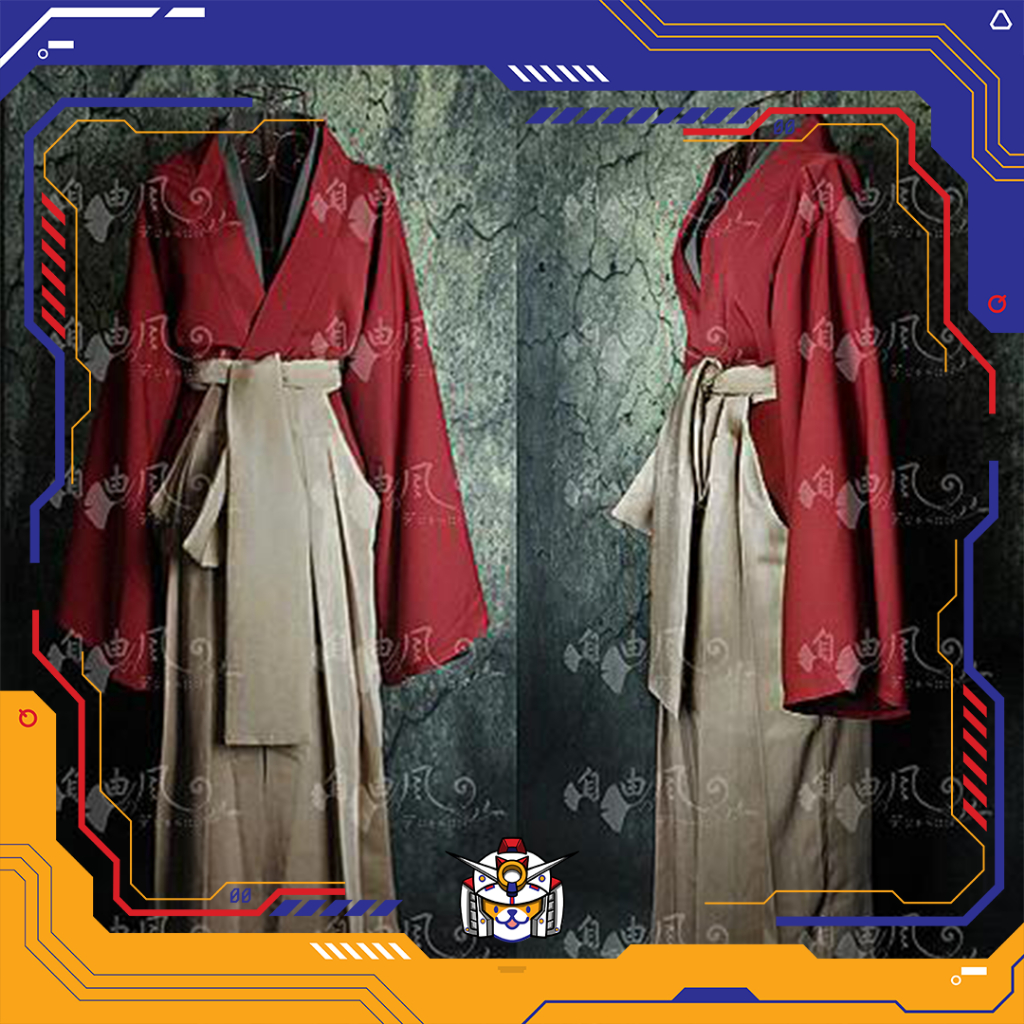 【QTakasi】YUKATA KIMONO HAKAMA TRADISIONAL JEPANG COSPLAY KENSHIN SAMURAI X ALL SIZE