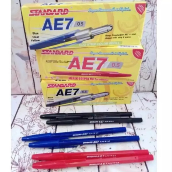 pulpen standar AE7 alpa tip 0.5 1 pack isi 12 pics