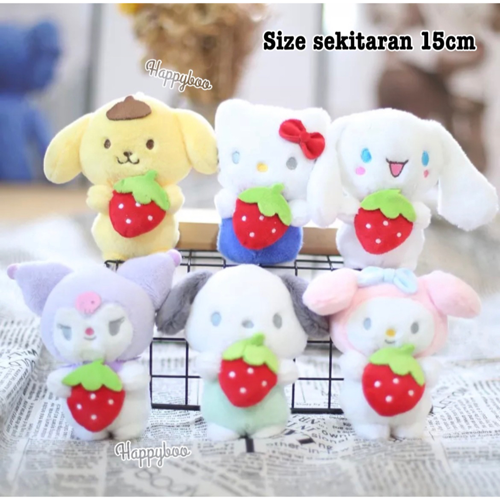 gantungan kunci boneka sanrio strawberry sasaw lolita kawaii fluffy besar