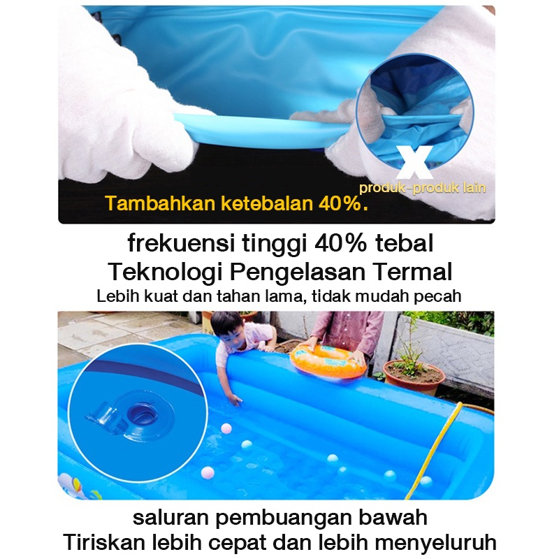 ⚡Pompa listrik gratis⚡Kolam renang anak jumbo petak karet bahan tebal 2.1M Kolam Renang Keluarga Renang Anak 3/2.6/2.1Meter Inflatable Swimming Pool Tiup Besar anak-anak renang outdoor alat kolam renang karet