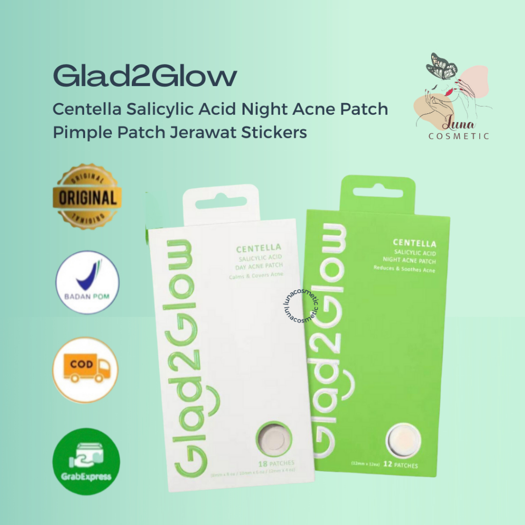 Glad2Glow Centella Salicylic Acid Night Acne Patch Pimple Patch Jerawat Stickers