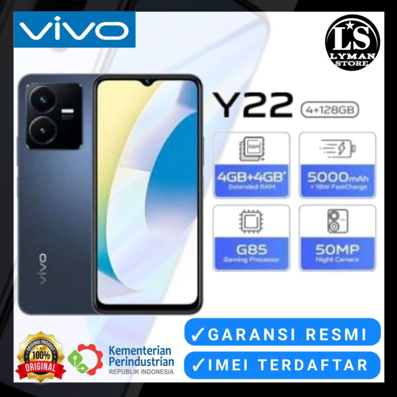 Vivo Y22 [ 4/128GB &amp; 6/128GB ] Garansi resmi VIVO