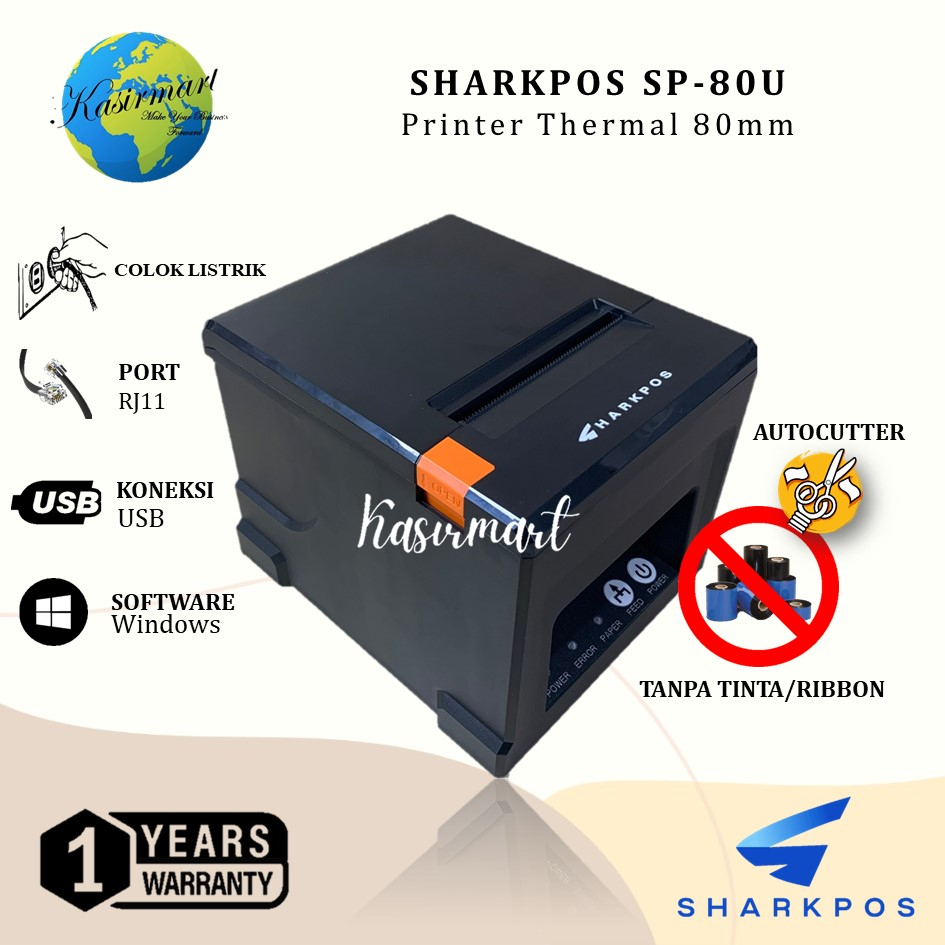 PRINTER THERMAL SHARKPOS SP80U USB 80MM AUTOCUTTER SP80U USB THERMAL