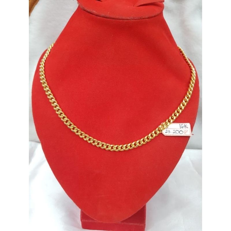 KL972J325J kalung model rantai hulu emas kuning asli berat 23.200 pj 53,6cm kadar 70% 16k toc 700UB$