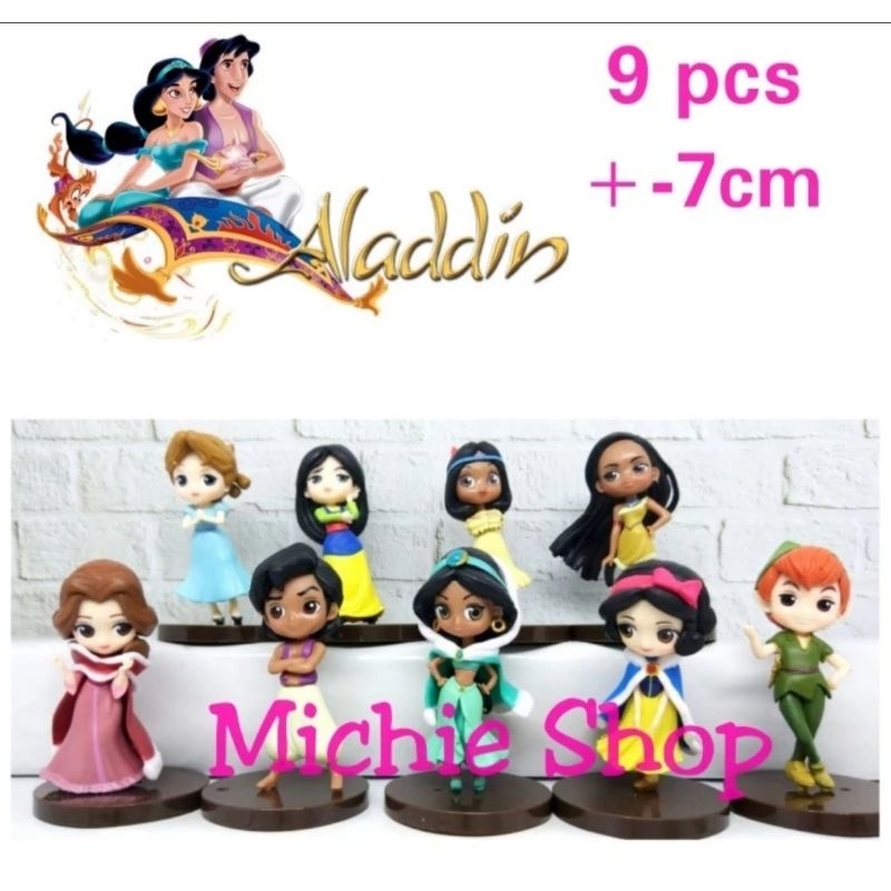 Figure Topper Qposket Princess (set 8 Frozen 2) Elsa Anna Mulan Jasmine Snow White Ariel Mermaid