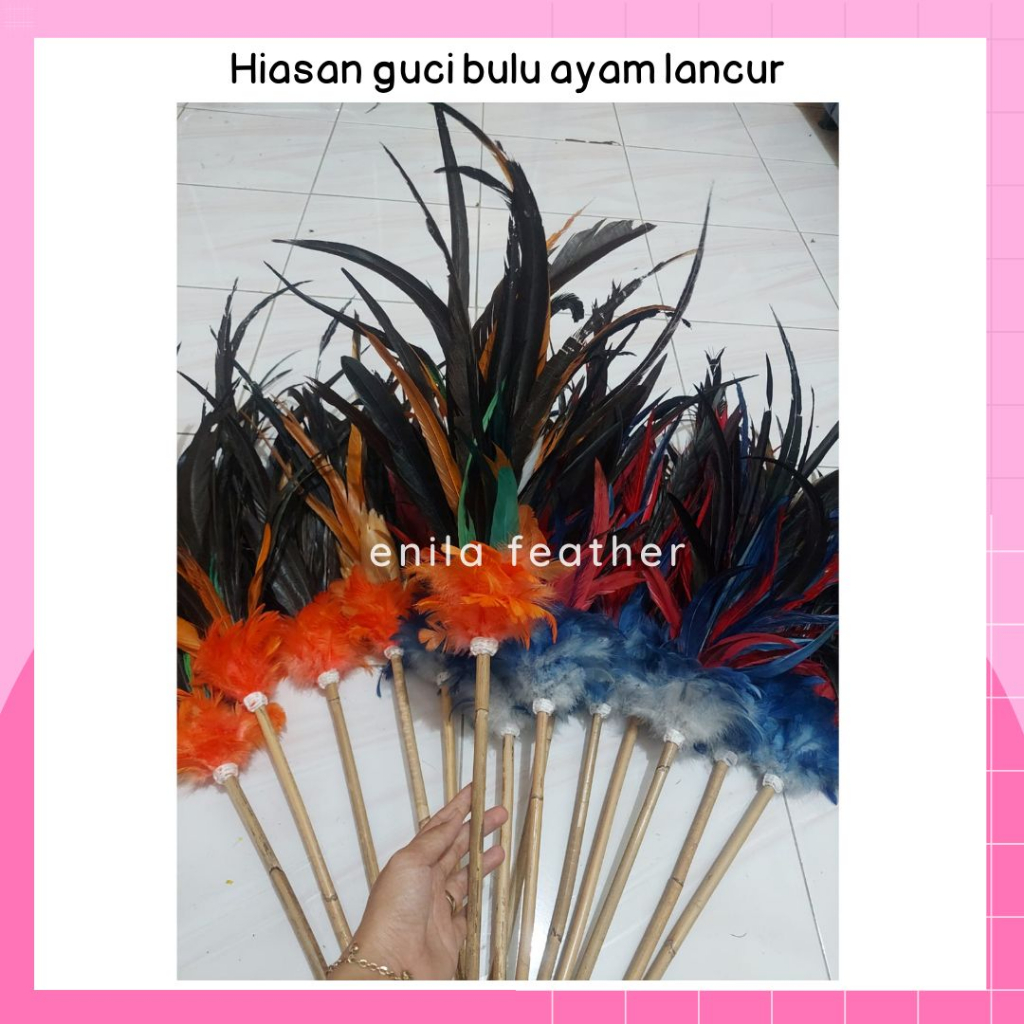 KEMOCENG BULU AYAM GUCI PANJANG 55 cm UNTUK HIASAN RUANG TAMU
