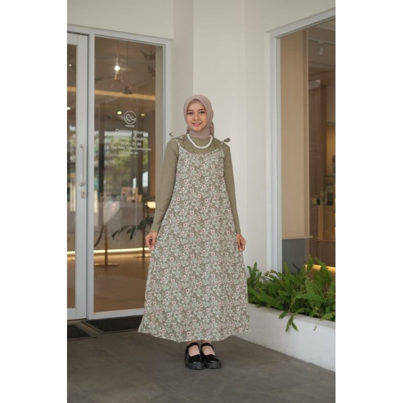 OVERALL DRESS MOTIF / OVERALL DRESS MOTIF FLORAL STANDAR KOREAN STYLE / ATASAN WANITA OVERAL DRESS