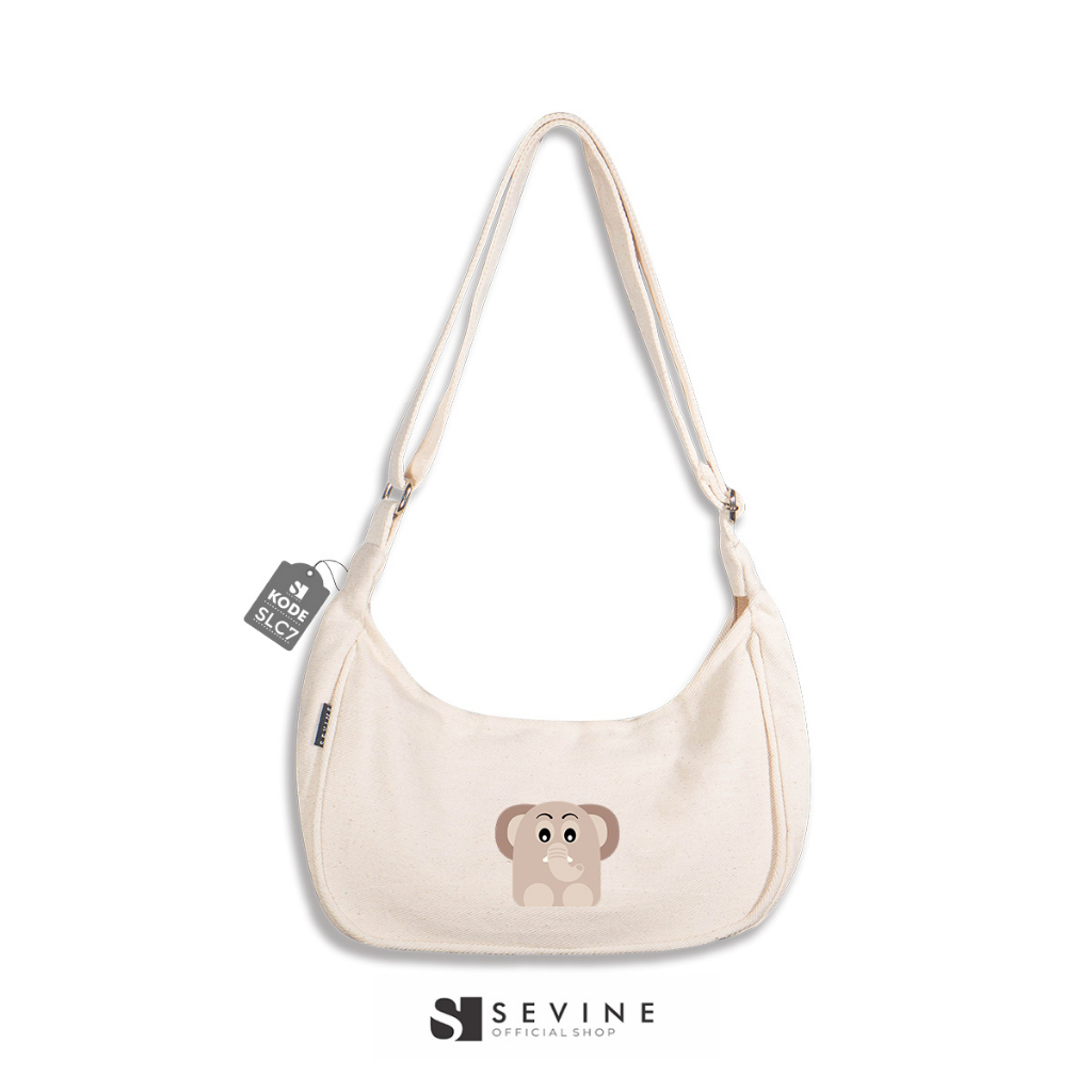 Sevine Luna Sling Bag Tas Selempang Wanita Tas Wanita Kanvas Resleting Shoulder Bag Hand Bag - SLC