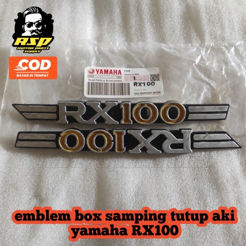 logo emblem box cover tutup aki yamaha rx100 rx 100 original
