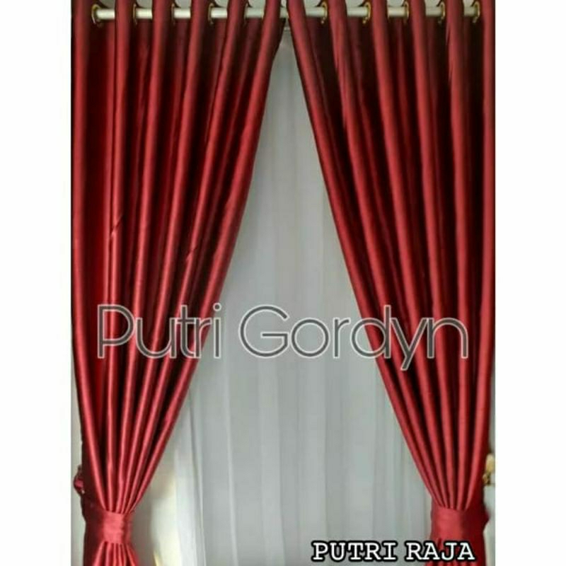 Gorden Hordeng Minimalis BLACKOUT POLOS MERAH Jendela Pintu BOP Putri Raja