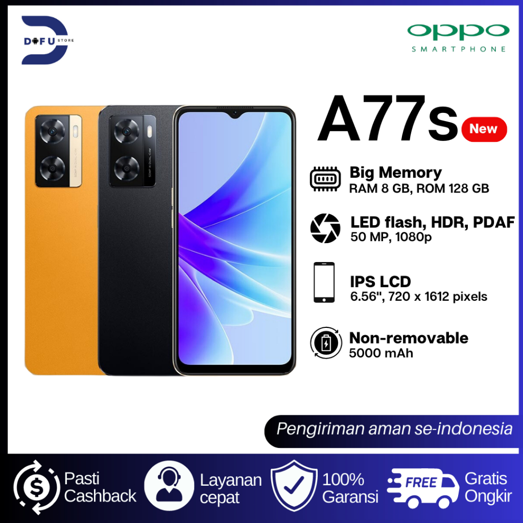 OPPO A77s RAM 8/128GB 5000 mAh, Garansi 1 Year