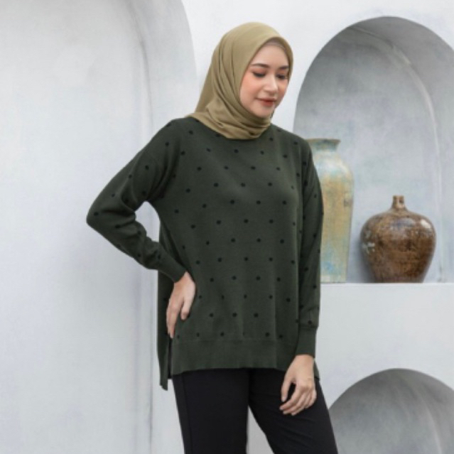 preloved polka knit army heaven light