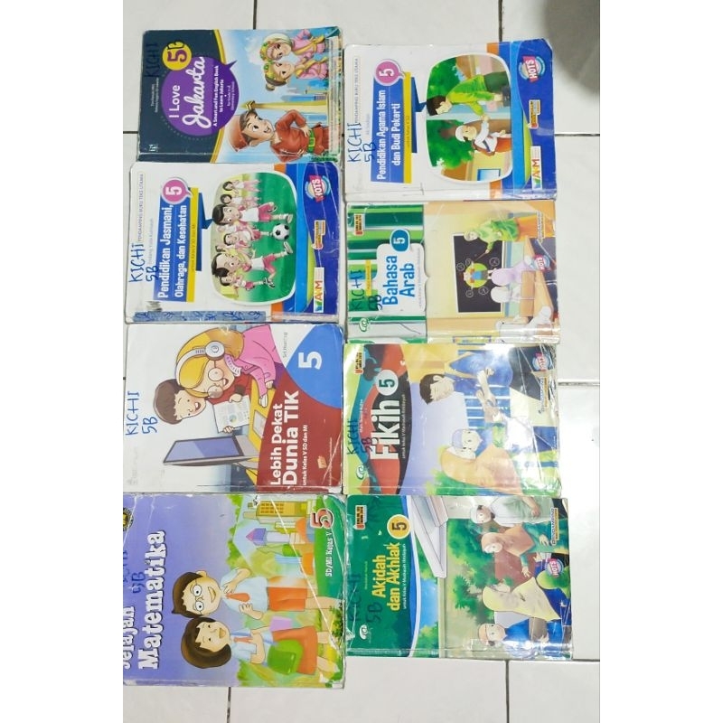 Buku bekas kelas 5 SD Yudhistira (TIK,PAI,Fiqih,Aqidah,Matematika,PJOK,Bahasa Arab, Bahasa Inggris)