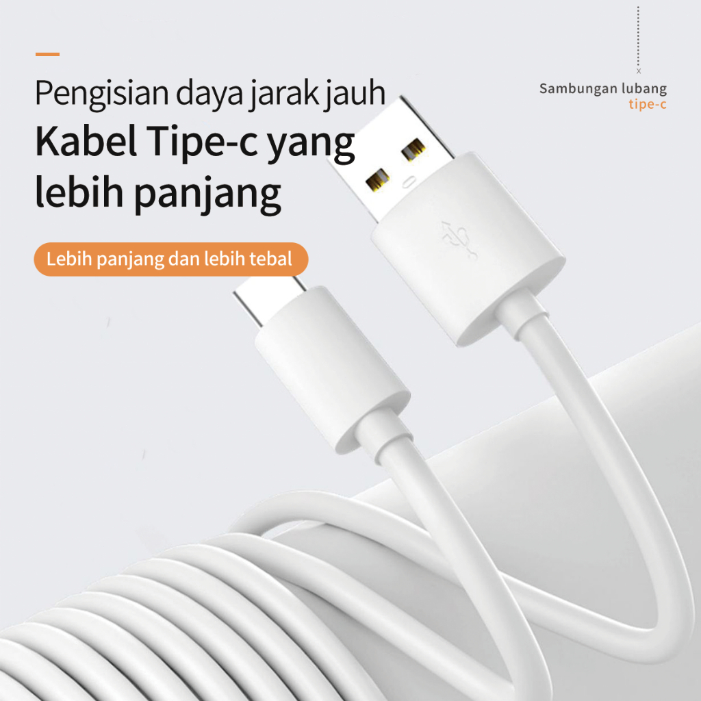 XIHANCAM Kabel Data Tipe C Android Kabel Pengisian Super Panjang 3m 5m 8m 10m Kable Usb Panjang Charger Untuk Kamera Cctv Ip Camera / Handphone Fast Charging Data Cable Cord