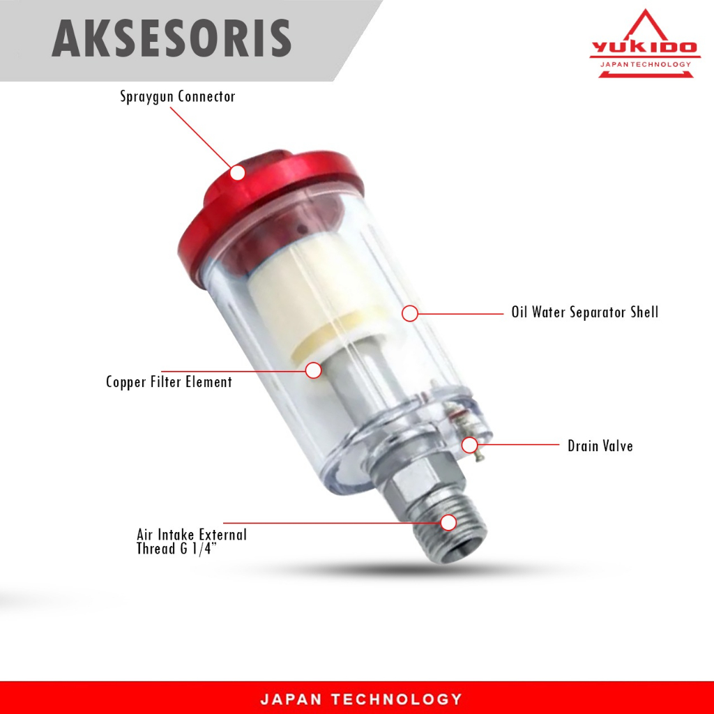 YUKIDO Air Filter Water Filter Saringan Udara Spray Gun Penyaring Kompresor TERLARIS