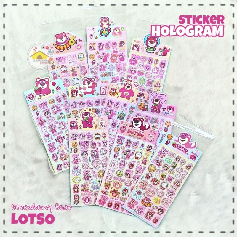 

STIKER Hologram Strawberry Bear LOTSO series - 1 sheet