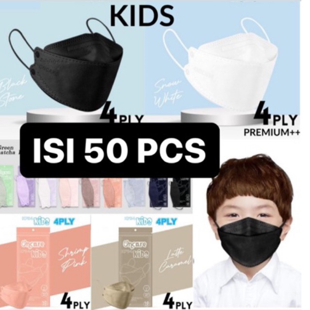 MASKER KF94 KIDS ISI 50 PCS TEBAL 4 PLY / KF94 ONCARE ANAK / KF ANAK TEBAL / MASKER KIDS