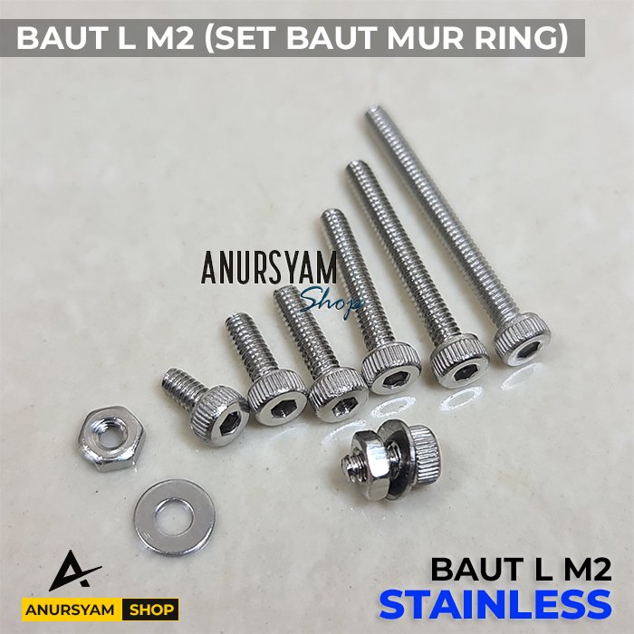 Baut L M2 + Mur + Ring Set Stainless / Baut L Stainless / Baut M2 Set