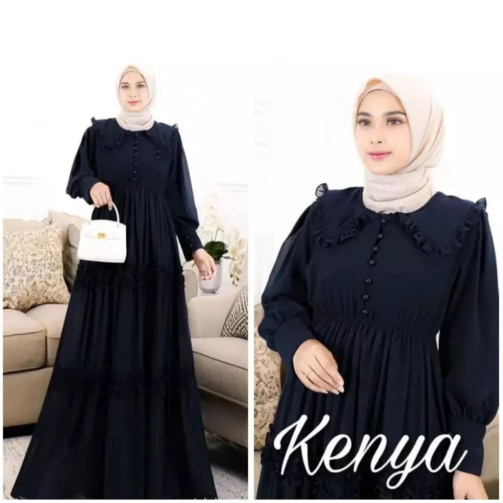 Gamis Polos Bahan Impor Terbaru 2023 Trend Gamis Lebaran Kekinian Kenya Dress Bahan Ceruty Babydoll Full puring Aplikasi Rampel Cantik OOTD Baju Wanita Muslimah Dress Kasual Impor Gamis Kondangan Murah mewah