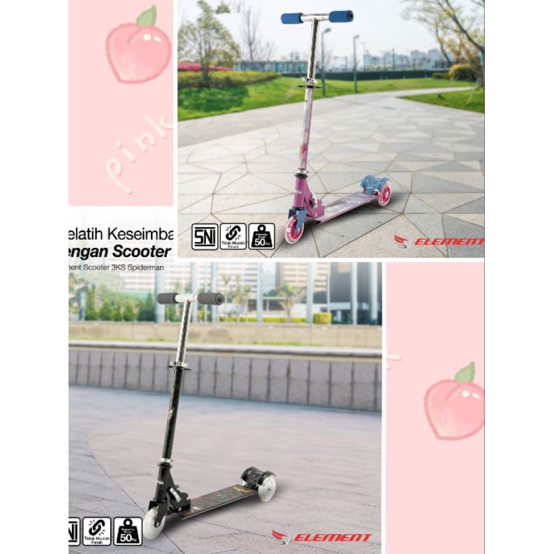 Skuter anak roda 3 otoped scooter lipat karakter spiderman frozen element
