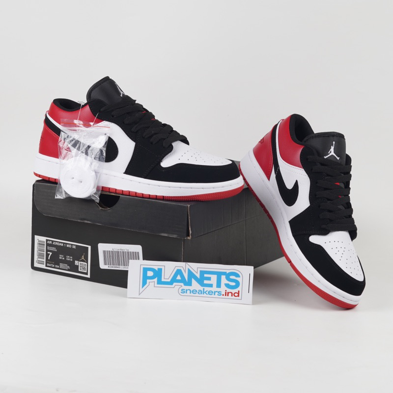 Sepatu Nike Air Jordan 1 Low Black Toe Merah Putih