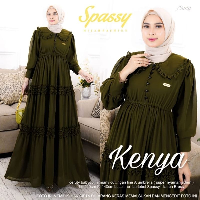 Terbaru Kenya Dress Ceruty Babydoll Full Furing Gamis Pesta Mewah Elegan Baju Kondangan Wanita Long Dress Kenaya