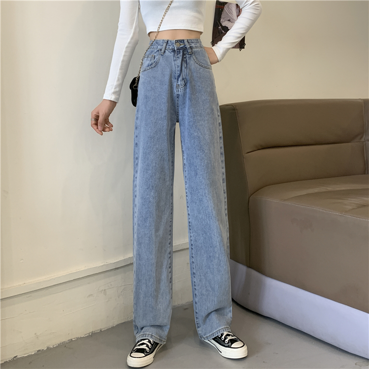 Celana Jeans Retro High Waist Jeans Korean Style  Celana Kulot Kasual Pants