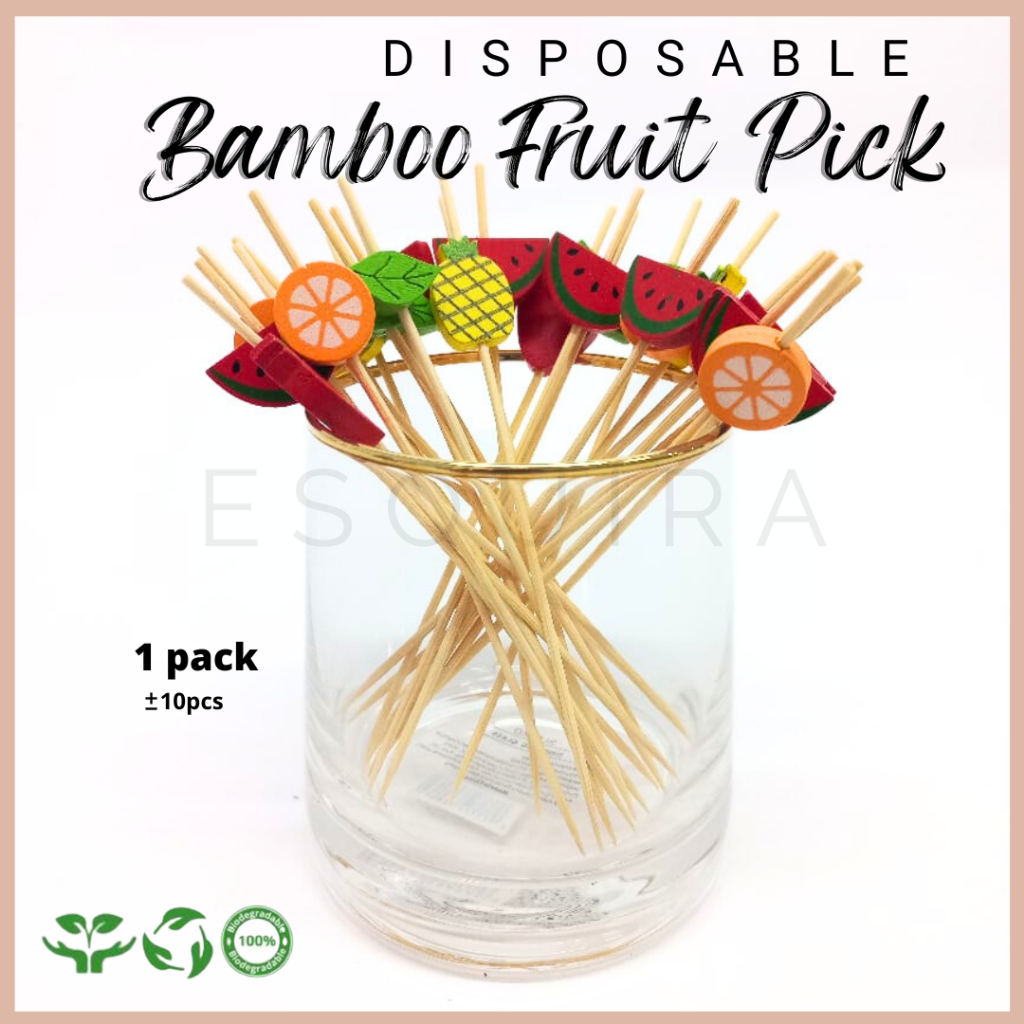 Tusuk Buah Cocktail/ Tusuk Makanan / Tusuk Dessert Sekali Pakai 10pcs/pack