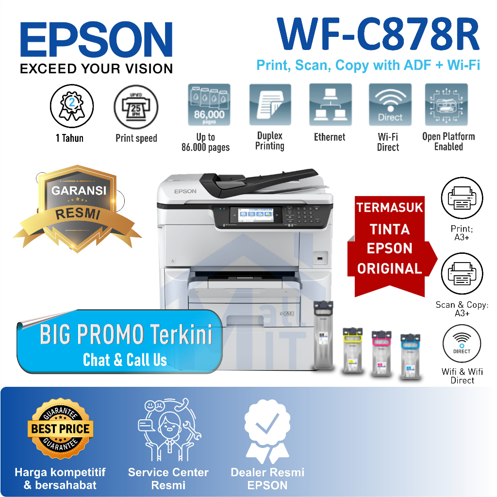 Printer Fotokopi Epson WF-C878R WFC878R C878R 35 PPM WIFI