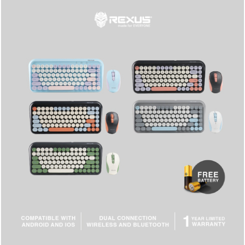 ITSTORE Keyboard Rexus KM11 - Keyboard Mouse Dual Mode Wireless Bluetooth km-11 km 11combo Gaming Mini Free batre garansi 1 tahun