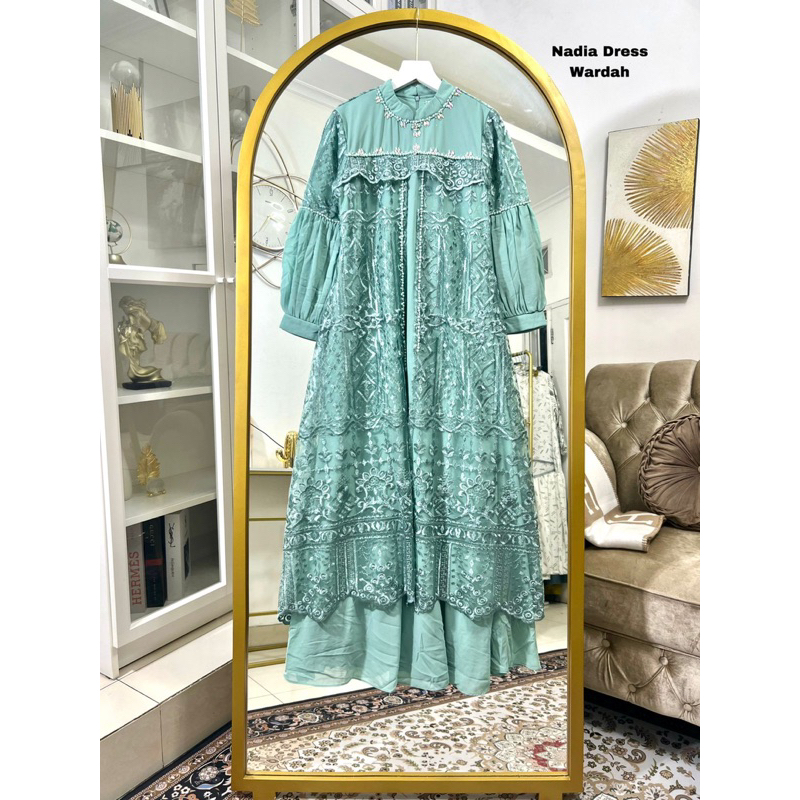 Permata Olshop / Kebaya Gamis Nadia JN / Gamis Kondangan / Gamis Bridesmaid / Gamis Kebaya Tulle  Bordir