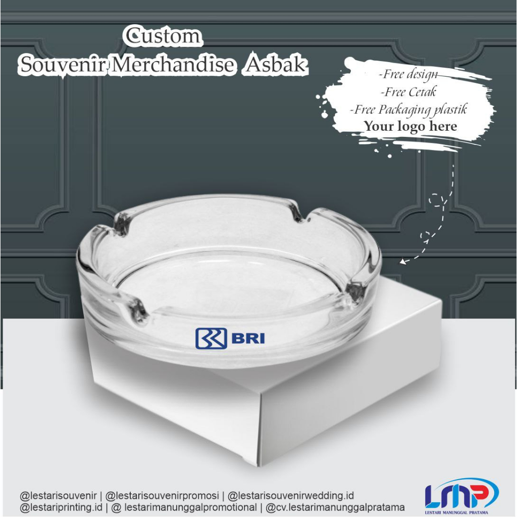 Souvenir Asbak Kaca medium custom  (nocode 1) / Souvenir Pernikahan asbak kaca bening custom / souve