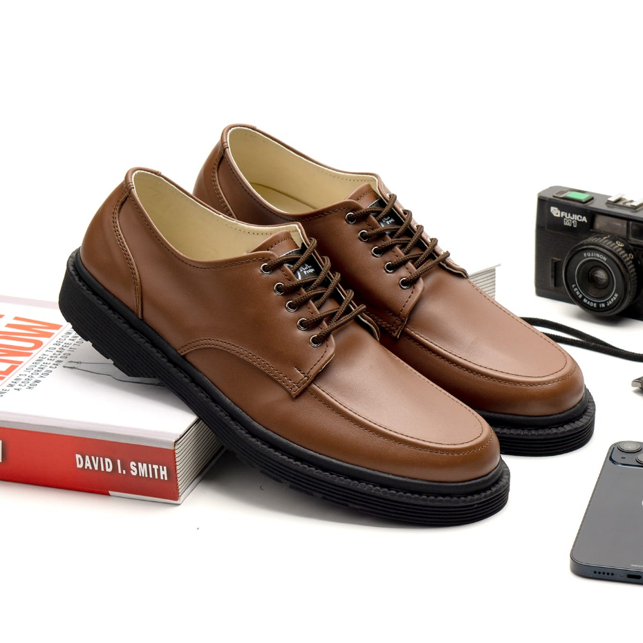 FREDDO 2.0 BROWN |ManNeedMe x RAN| Sepatu Pantofel Pria Formal Derby Shoes SOL DIJAHIT