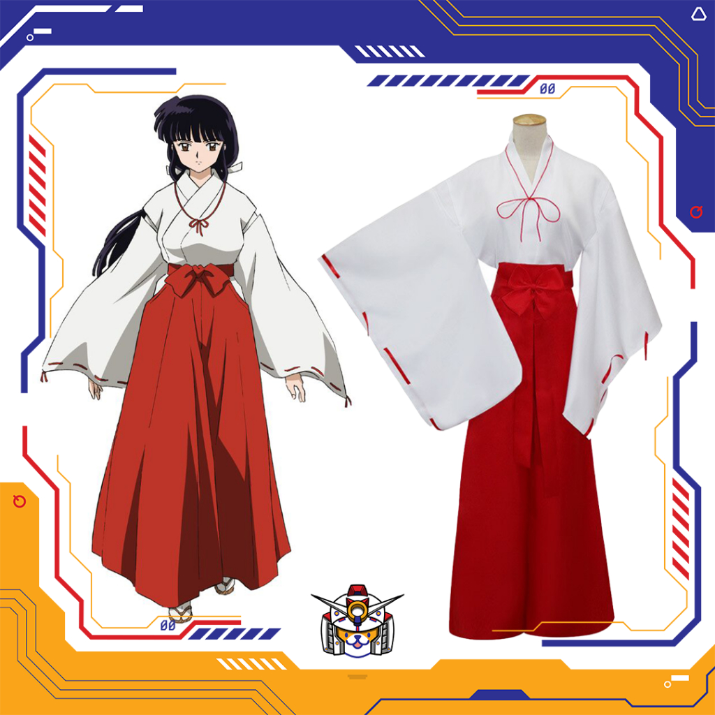 Inuyasha Kikyo Mikofuku Kimono Yukata Dress Pakaian Anime Kostum Cosplay