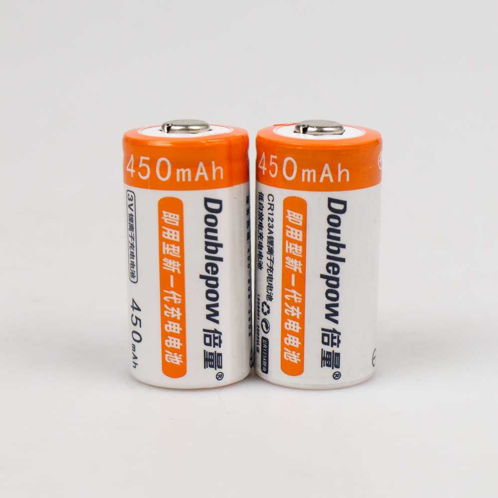 Doublepow Baterai Isi Ulang CR123A Li-Ion Rechargeable 3V 450mAh 2PCS