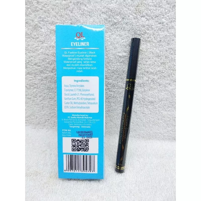 QL Cosmetic Fashion Eyeliner Pen Black Waterproof - 8 ml (✔️BPOM)