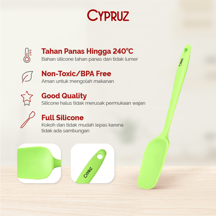 Utensil Silicone Spatula Kotak Full Silikon Tahan Panas Anti Lumer