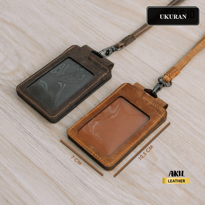 Name Tag Id Card Holder Kulit Egls Sean Leather Lanyard Model Kalung Buat Karyawan Kantor Perusahaan Panitia Bahan 100% Kulit Sapi Asli Premium