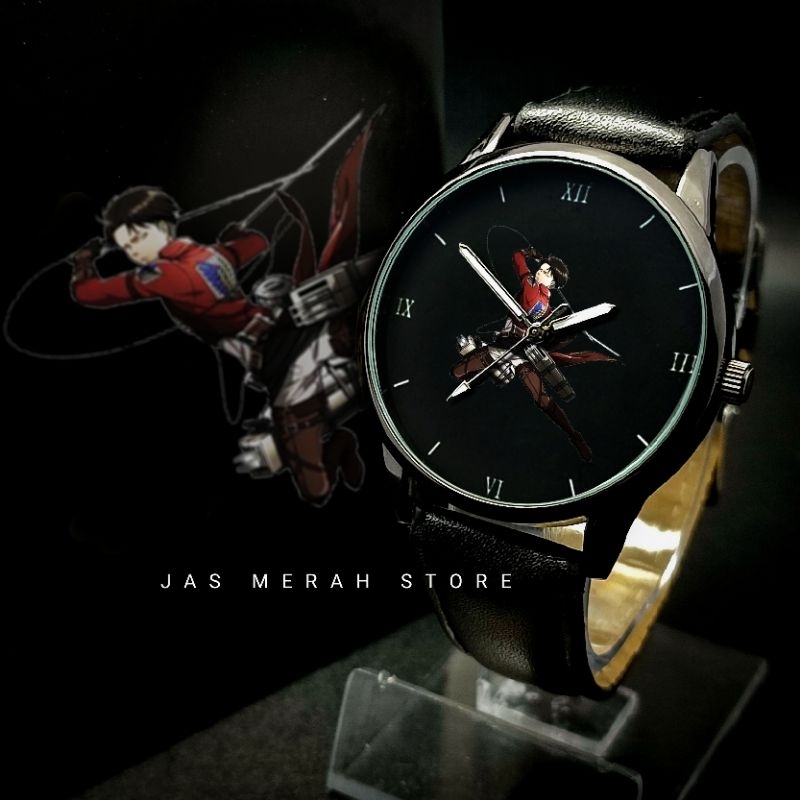 Jam Tangan AOT Levi Ackerman Premium Include Double Strap &amp; Box Attack on Titan