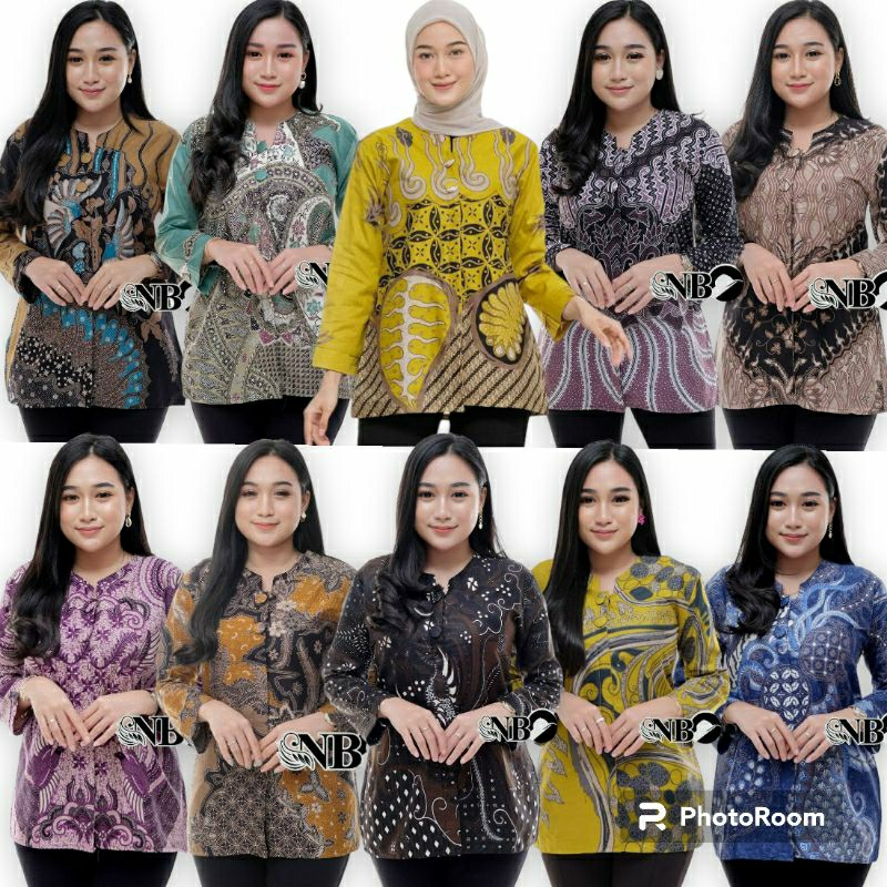 COD - Bayar Ditempat - Blouse Batik Couple Atasan Batik Wanita Blus Batik Cendrawasih Blarak Kipas