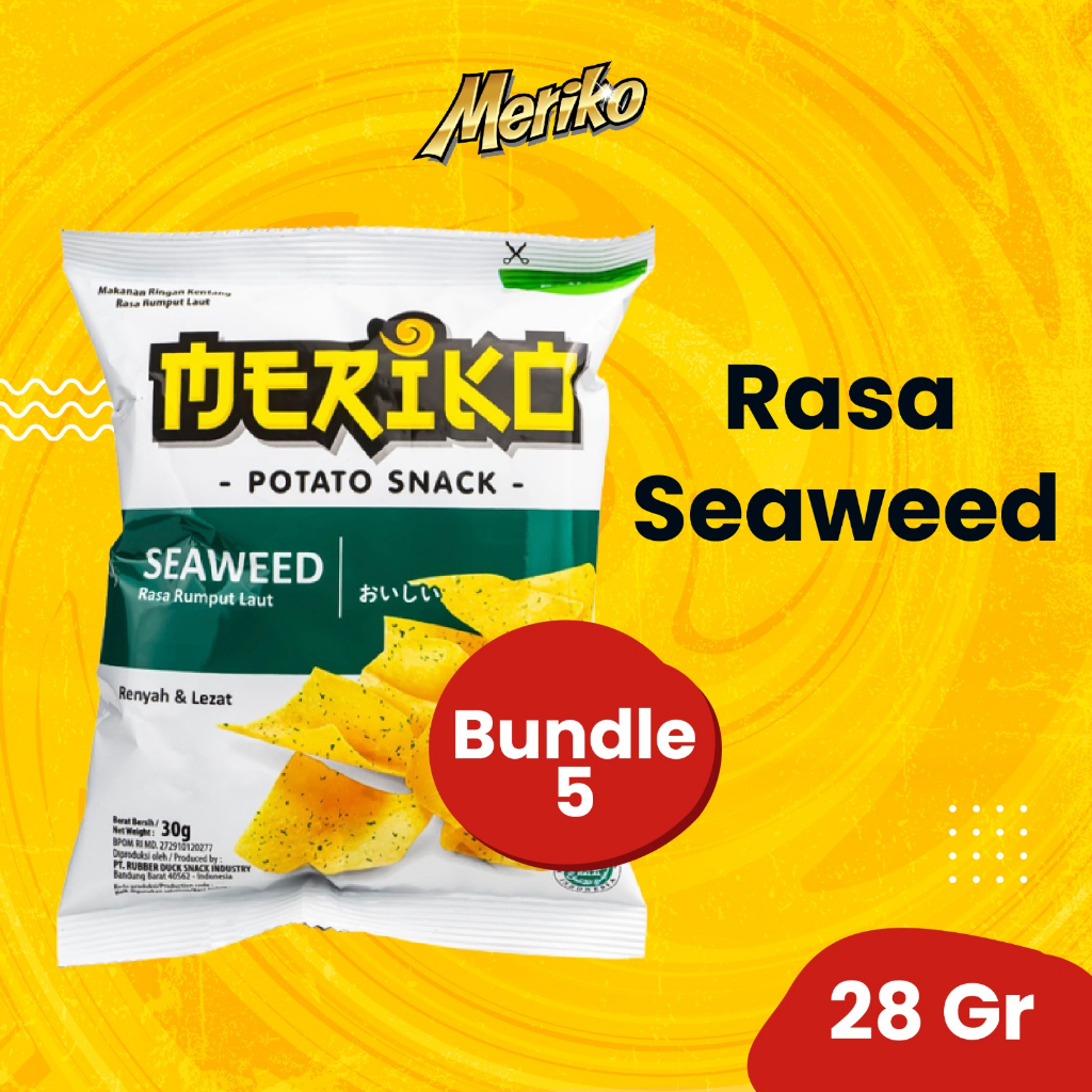 

Meriko Snack Potato rasa Rumput Laut 30gr 5pcs Cemilan Renyah dan Lezat