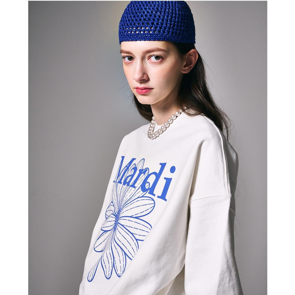 SWEATSHIRT FLOWER MARDI (WHITE VIVID BLUE)